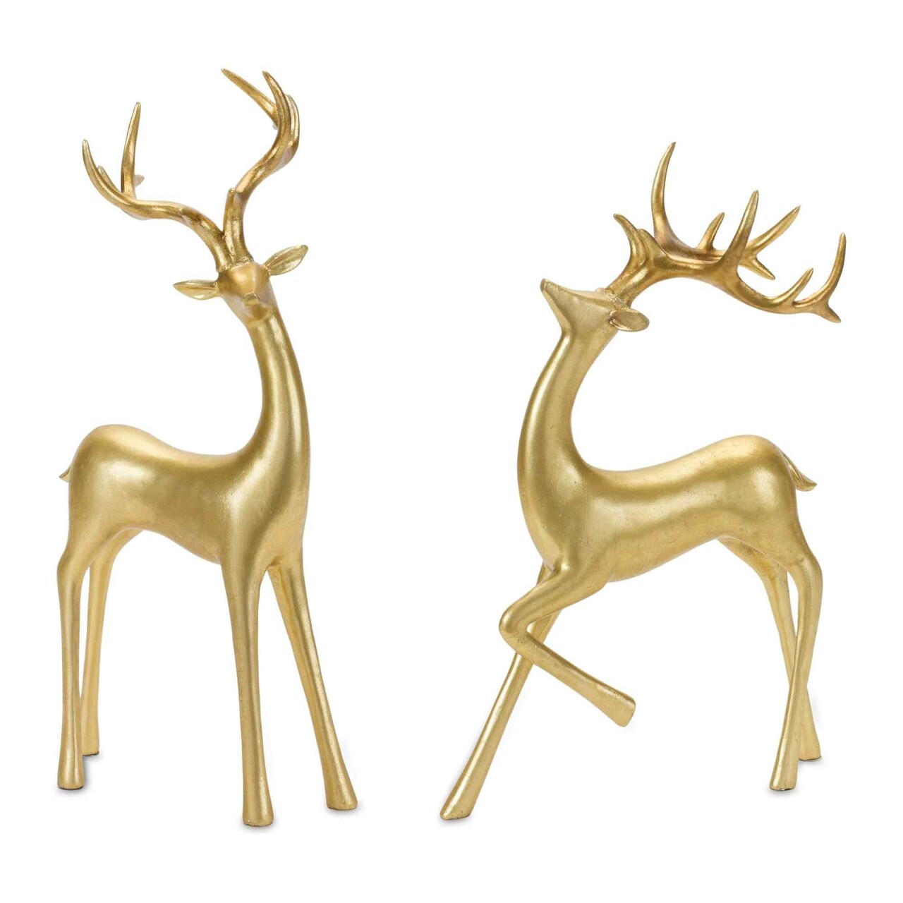 Melrose Set of 2 Gold Deer Christmas Tabletop Figurines 17.75"
